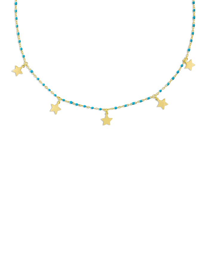 Adinas Jewels Adina's Jewels Star Charm Green Beaded Choker Necklace, 12.5-14.5 In Turquoise