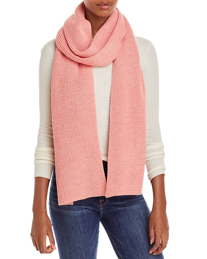 Aqua Solid Ribbed Knit Scarf - 100% Exclusive In Coral