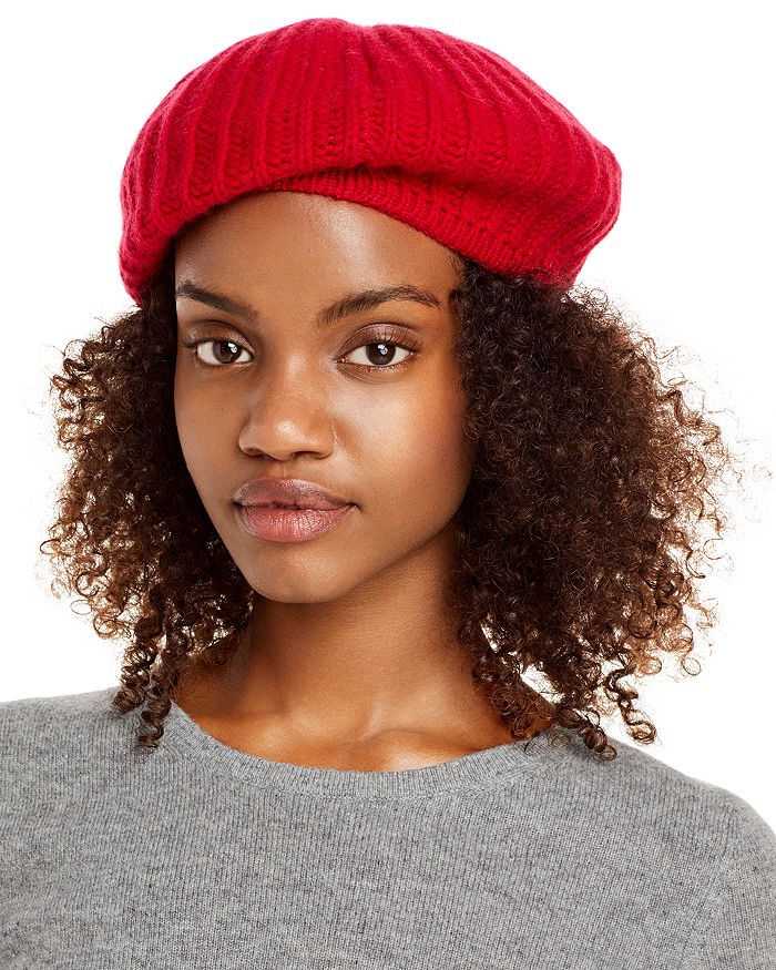 C By Bloomingdale's Rib-knit Cashmere Beret - 100% Exclusive In Cherry