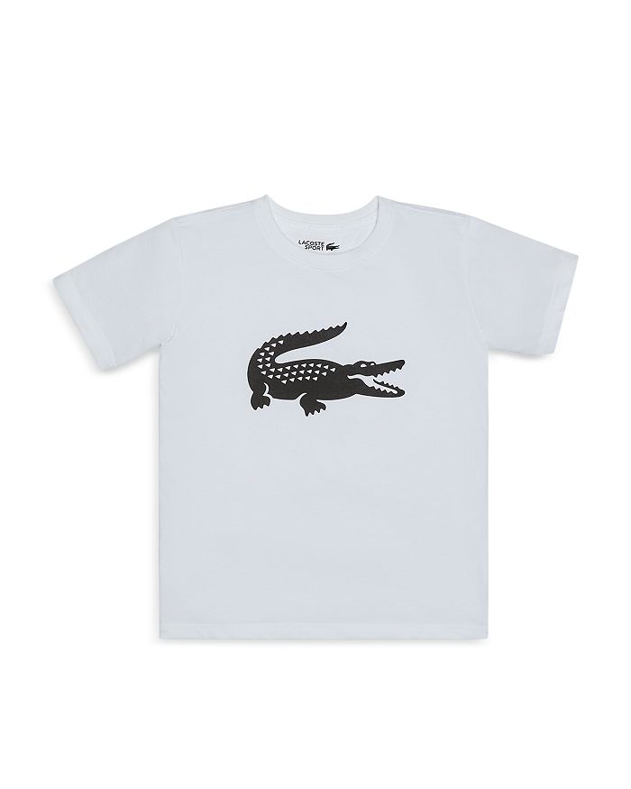Lacoste Boys' Crocodile Logo Graphic Tee - Little Kid, Big Kid In White/black
