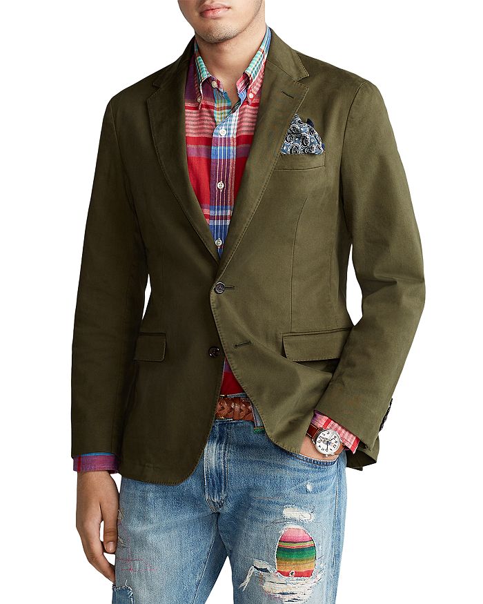 Polo Ralph Lauren Garment-dyed Stretch Chino Sport Coat In Company Olive
