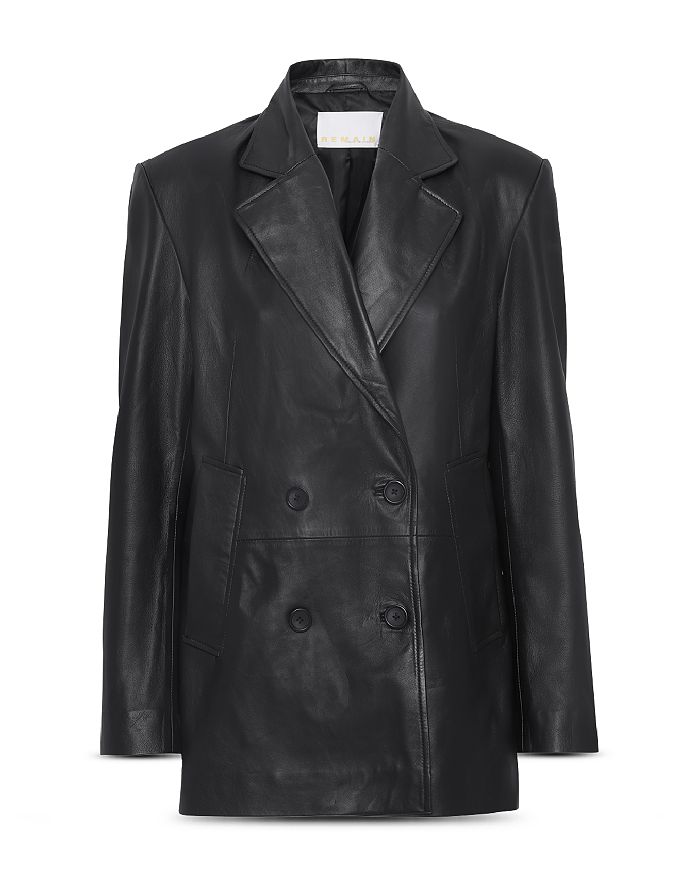 Remain Debbie Leather Blazer In Black