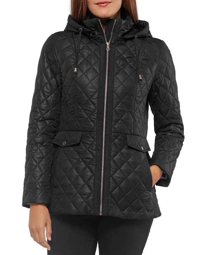 Kate Spade Quilted Hooded Jacket In Black | ModeSens