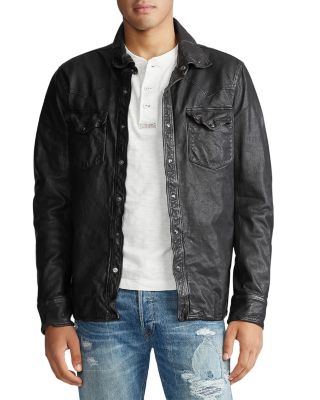 polo shirt with leather jacket