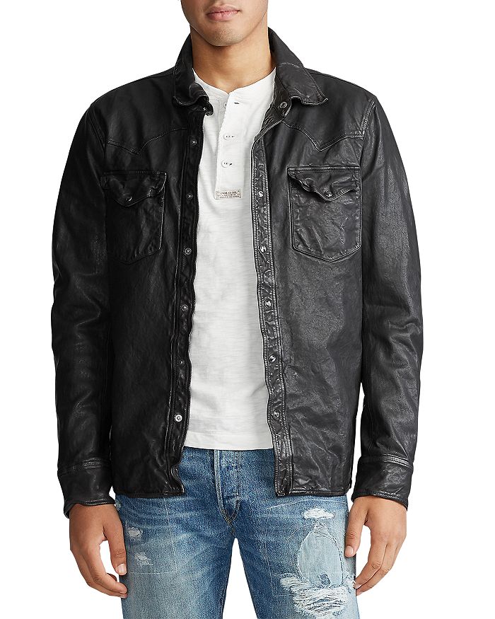 Polo Ralph Lauren Washed Leather Utility Jacket for Men