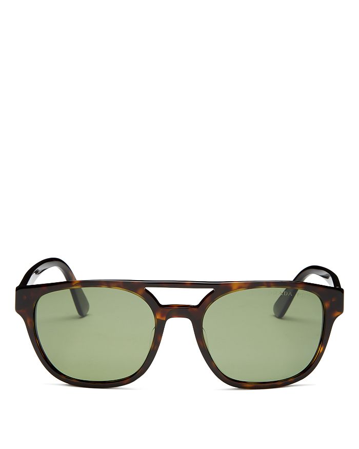 Prada Men's Polarized Square Sunglasses, 56mm In Havana/polarized Green