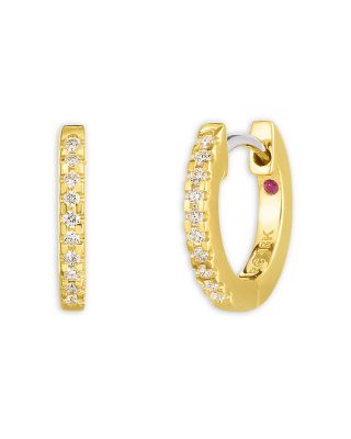 Roberto Coin - 18K Yellow Gold Perfect Extra Small Diamond Hoop Earrings