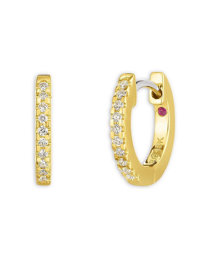 Shop Roberto Coin 18k Yellow Gold Perfect Extra Small Diamond Hoop Earrings