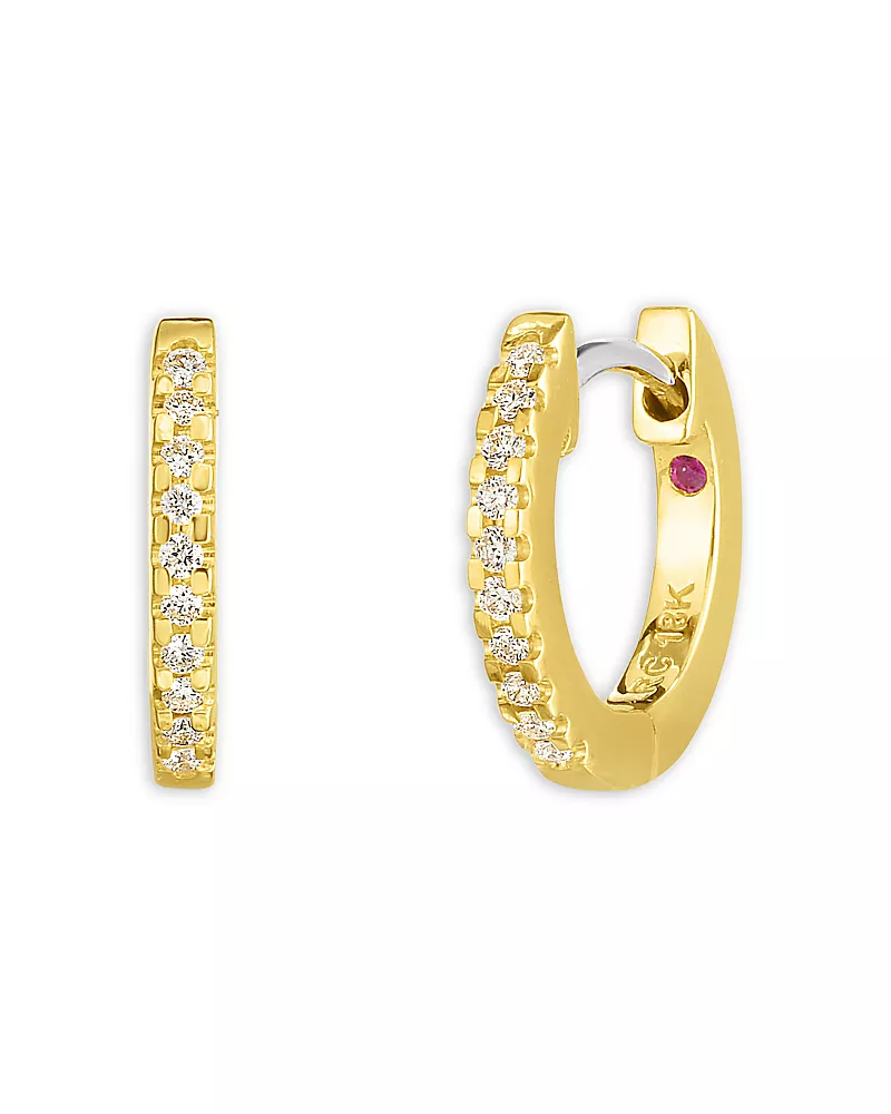 Roberto Coin 18K Yellow Gold Perfect Extra Small Diamond Hoop Earrings