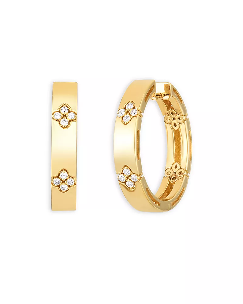 Roberto Coin 18K Yellow Gold & Diamond Love In Verona Hoop Earrings