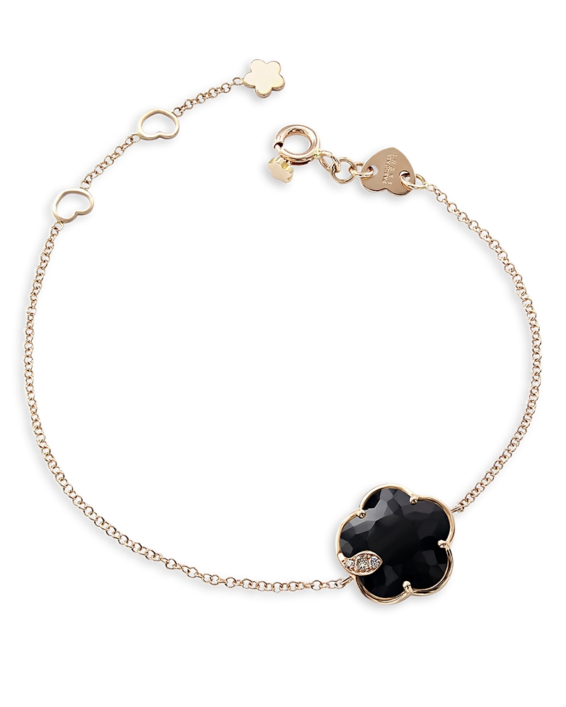 Pasquale Bruni Women's Petit Joli 18k Rose Gold, Black Onyx, & Diamond Flower Charm Bracelet In Black/rose Gold