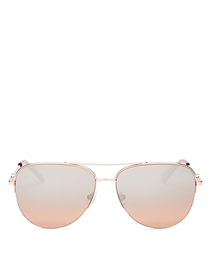 Kate Spade New York Women's Maisie Brow Bar Aviator Sunglasses, 60mm In Pink/brown