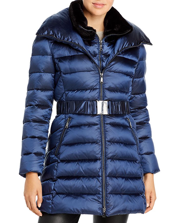 T Tahari Claire Faux Fur Collar Hooded Puffer Coat | Bloomingdale's