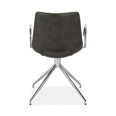 Dawn Midcentury Modern Leather Swivel Office Arm Chair