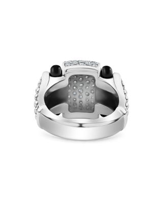 Sterling Silver Black Caviar Diamond & Ceramic Statement Ring