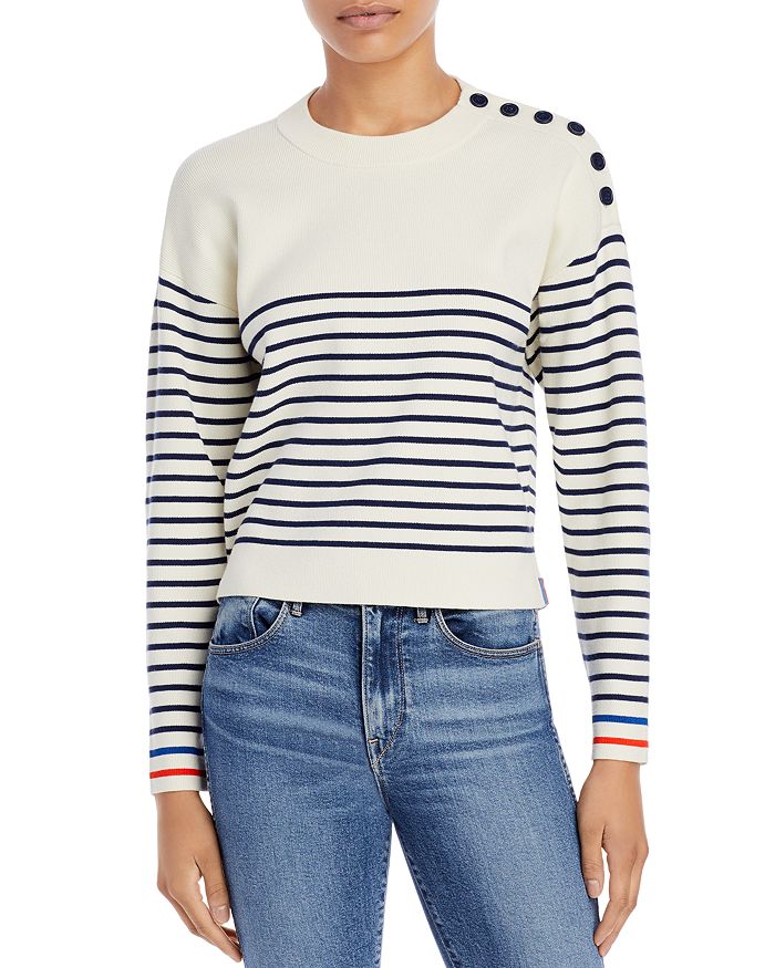 Kule The Nika Striped Sweater In Cream/navy