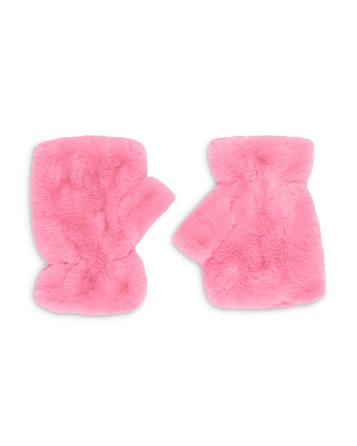 Apparis Ariel Faux Fur Fingerless Gloves In Bubble Pink