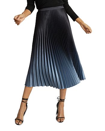 REISS Marlene Metallic Ombré Pleated Midi Skirt | Bloomingdale's