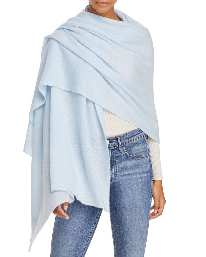 C By Bloomingdale's Cashmere Travel Wrap - 100% Exclusive In Baby Blue