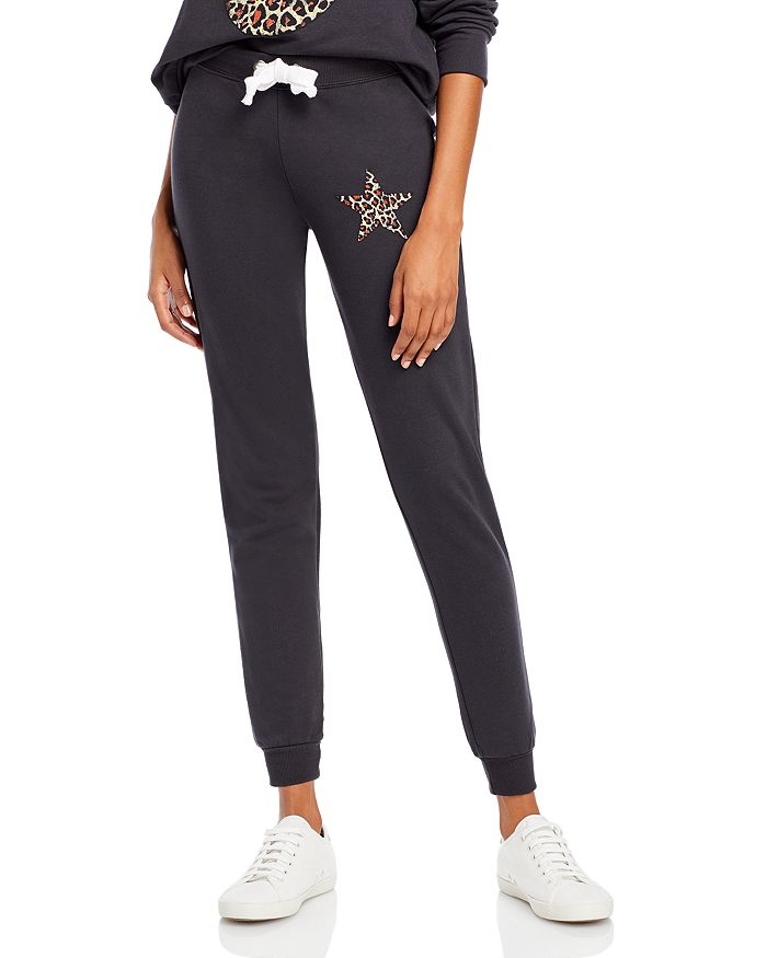 Prince Peter Leopard Star Joggers In Black