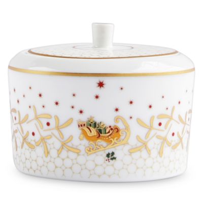 Bernardaud - Noel Blanc Sugar Bowl with Lid