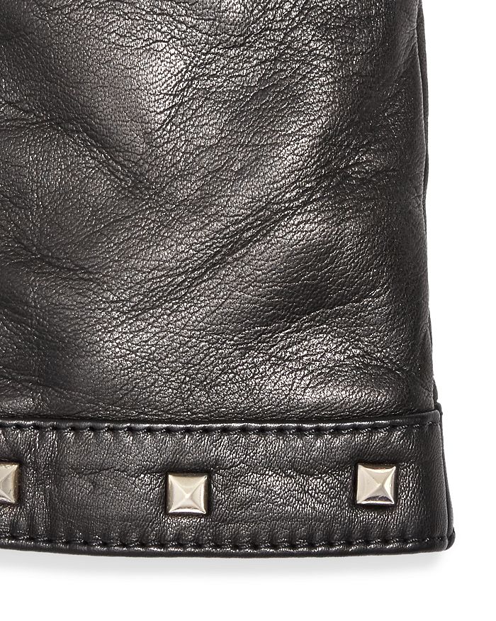 Shop Bloomingdale's Studded Leather & Cashmere Gloves - 100% Exclusive In Black