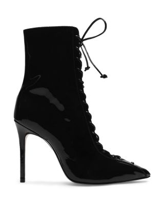 patent lace up heeled boots