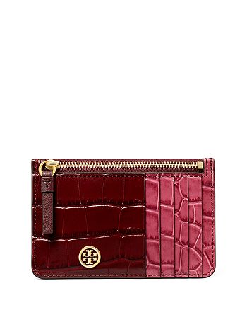 Tory Burch Robinson Color Blocked Embossed Leather Card Case |  Bloomingdale's