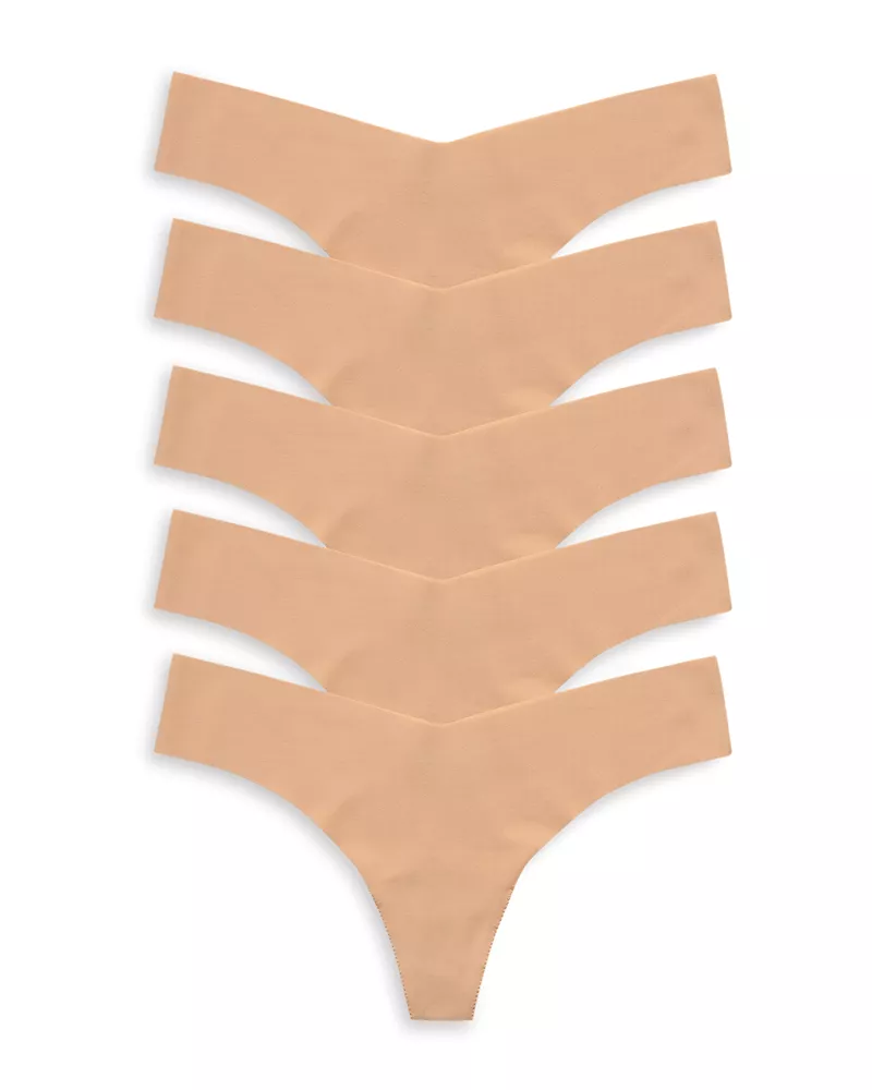 Cammando Raw Cut Beige Thong, Pack of 5