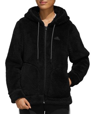 adidas hooded sherpa fleece jacket