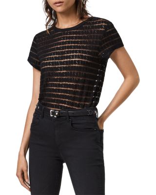 ALLSAINTS - Bela Striped Devore Tee