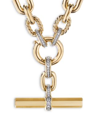 David Yurman Lexington Chain Necklace in 18K Yellow Gold with Diamonds, 18