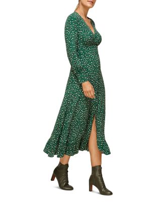 whistles green leopard dress Printed Midi Pleated dress