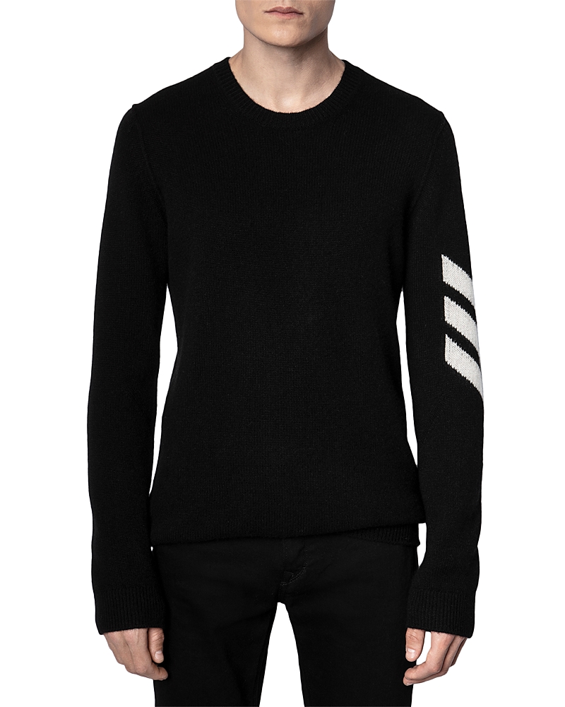 Zadig & Voltaire Kennedy Cashmere Chevron Sweater In Noir