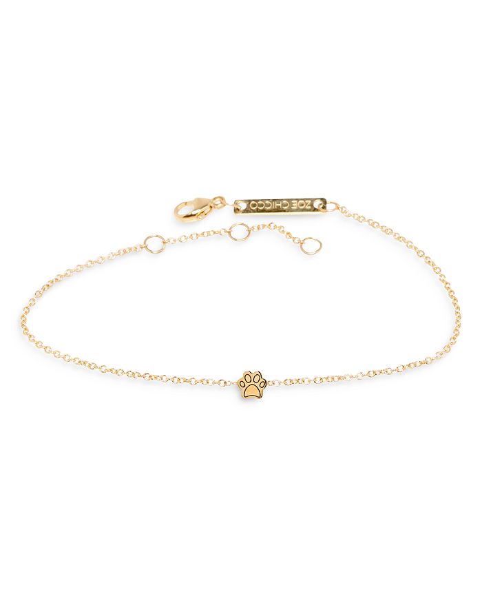 Shop Zoë Chicco 14k Yellow Gold Itty Bitty Paw Chain Bracelet