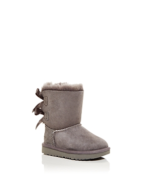 Shop Ugg Girls' Bailey Bow Ii Shearling Boots - Toddler In Gray