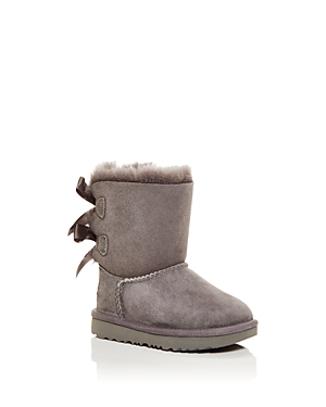 Shop Ugg Girls' Bailey Bow Ii Shearling Boots - Toddler In Gray