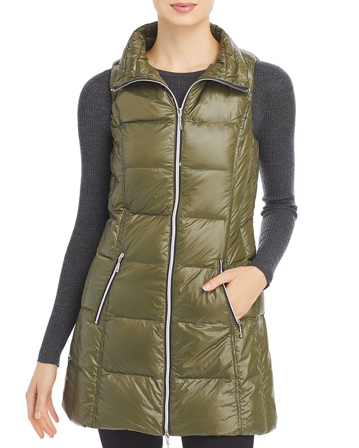 Fillmore Packable Long Down Puffer Vest In Olive