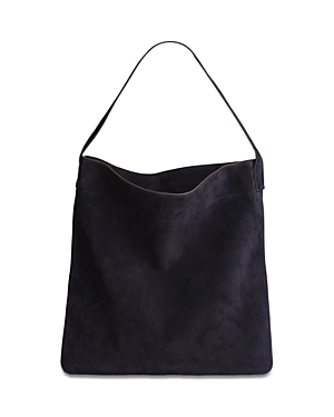 Gerard Darel Lady Leather Tote In Navy Blue