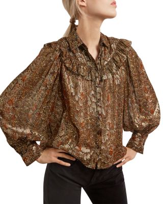 Gerard Darel - Alizee Silk Blend Animal Print Shirt