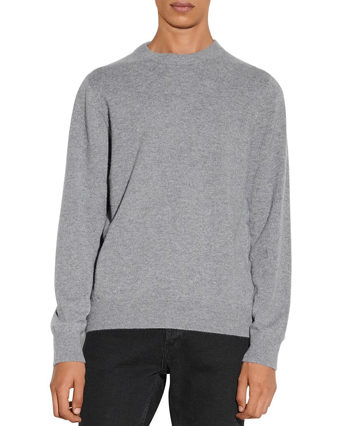 Sandro Cashmere Double-thread Crewneck Sweater In Light Gray