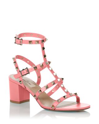 Women's Rockstud City Block Heel Sandals In Light Pink
