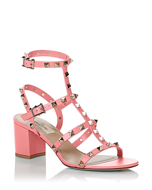 Valentino Garavani Women's Rockstud City Block Heel Sandals In Light Pink