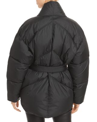 wrap over puffer coat