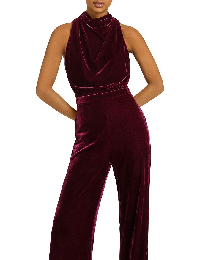 REISS JOAN VELVET HIGH NECK JUMPSUIT