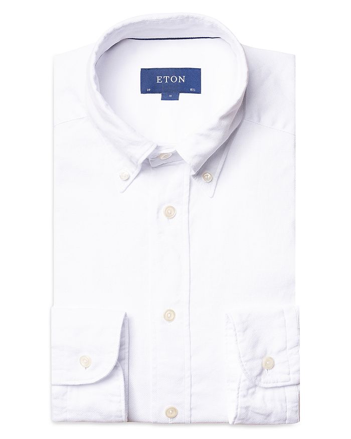 Eton Cotton Oxford Rounded Cuff Contemporary Fit Casual Shirt In White