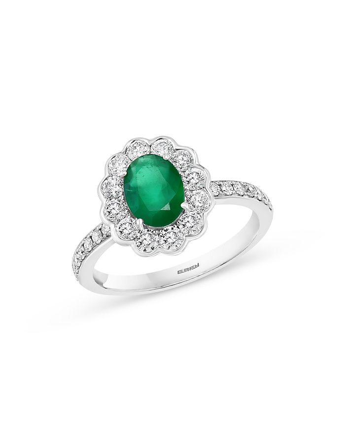 Bloomingdale's Emerald & Diamond Ring In 14k White Gold - 100% Exclusive In Green
