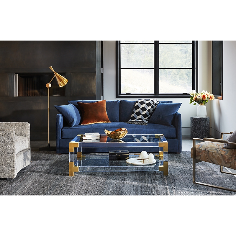 Jonathan Adler Jacques Grand Cocktail Table In Acrylic/brass