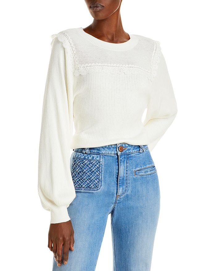See by Chloé Lace Trimmed Sweater | Bloomingdale's