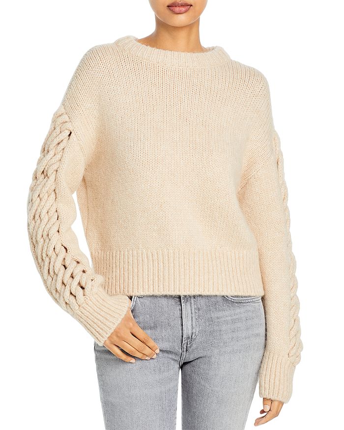 Rebecca Taylor Braided Sleeve Sweater Bloomingdale s